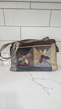 Vintage Genuine Leather Patchwork Purse Shoulder Bag Colorful, Made in Mexico