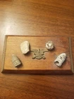 Vintage lot of Dug Civil War Relics, bullets, musket balls brass eagle on plaque