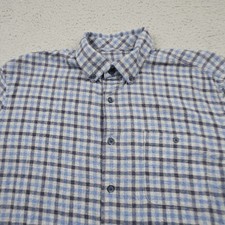Johnnie O Hangin Out Shirt Mens Medium Blue Plaid Long Sleeve Button Up Casual