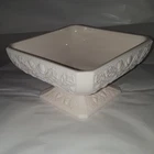 Jeanette Shell Pink Milk Glass Candy Dish Acorn and Leaf Pattern Base