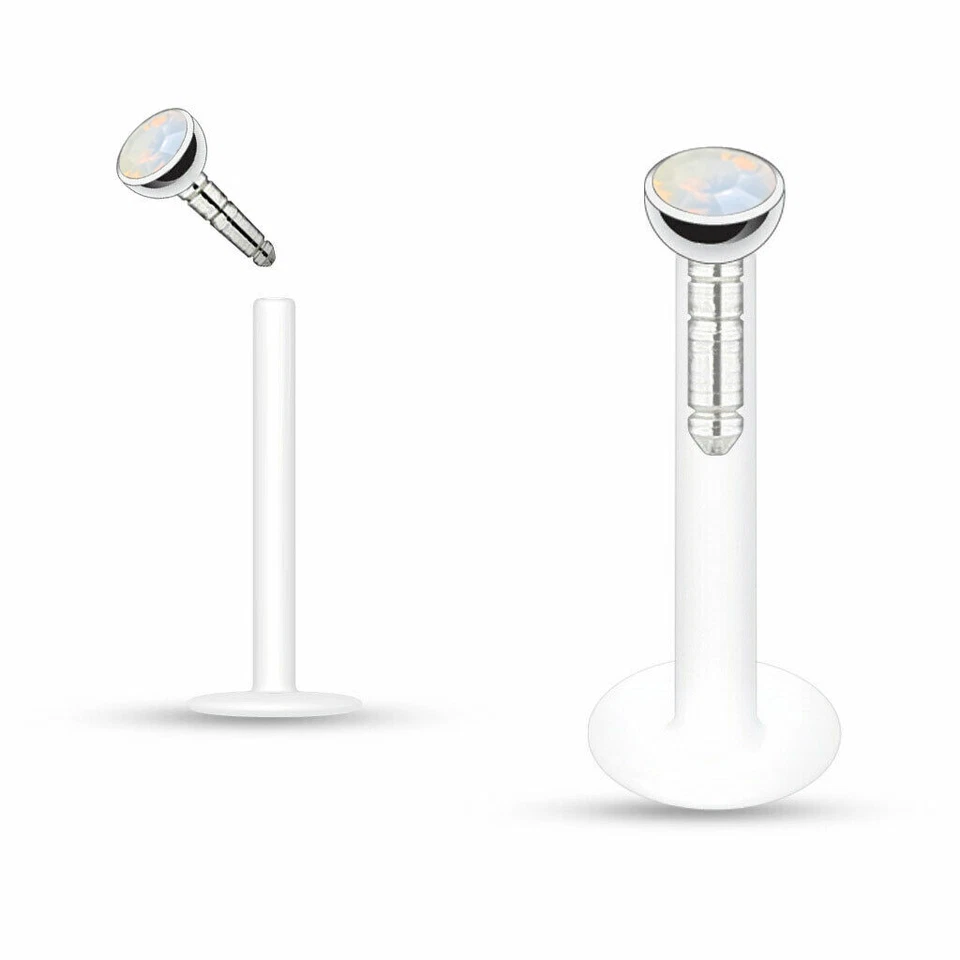2er 6mm-12mm Lippenpiercing Labret Monroe Opalit Acryl Stab Tragus Ohr Piercing - Bild 4 von 4