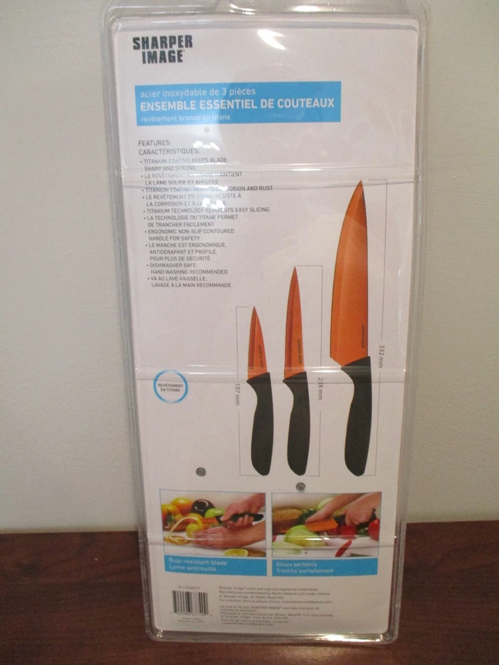 Sharper Image Bronze Titanium Coated 3-piece Knife Set, Chef, Boning, Parer - Image 2 of 2