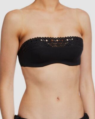 $185 Lise Charmel Women's Black Ajourage Couture Openwork Top Swimwear Size 34C
