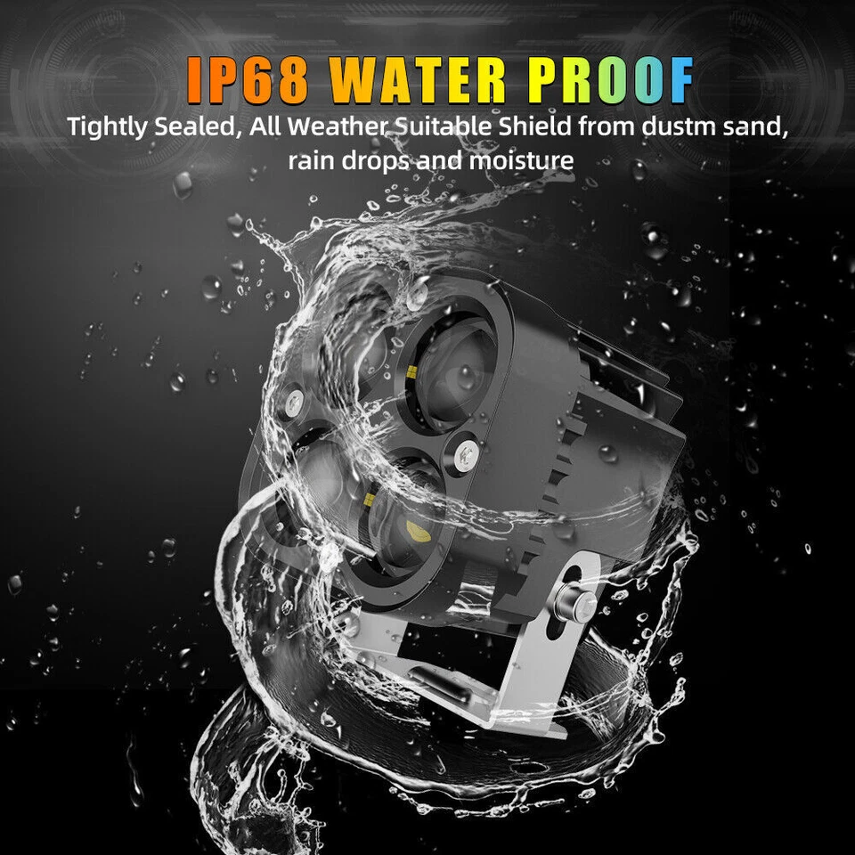 3" Dual Color LED Work Light Bar Cube Pods Driving Spot Fog Off Road Truck ATV - Image 4 of 4