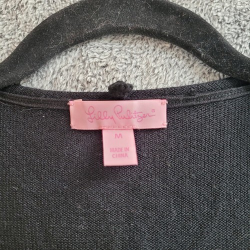 Lilly Pulitzer Sweater Dress Merino Wool Medium Black Striped Minimalist 17400 - Picture 3 of 10