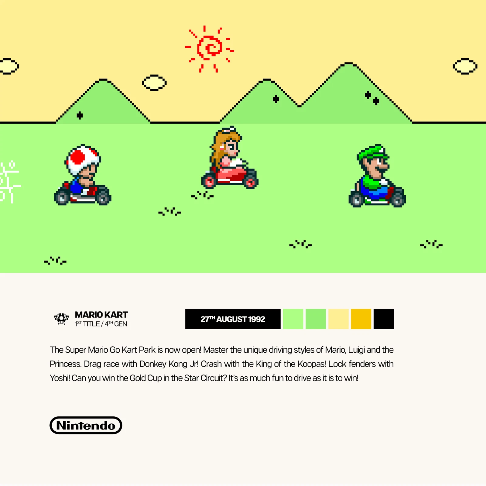 Super Mario Kart (1992) Video Game Art Poster