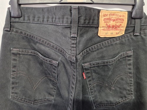 Levi's 521 Regular Straight Black Jeans W34 L34 Made In UK Vintage - Picture 2 of 4