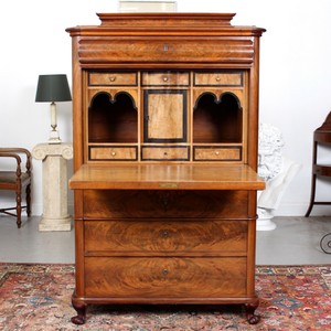Large Antique Danish Biedermeier Secretaire Bureau Chest Mahogany