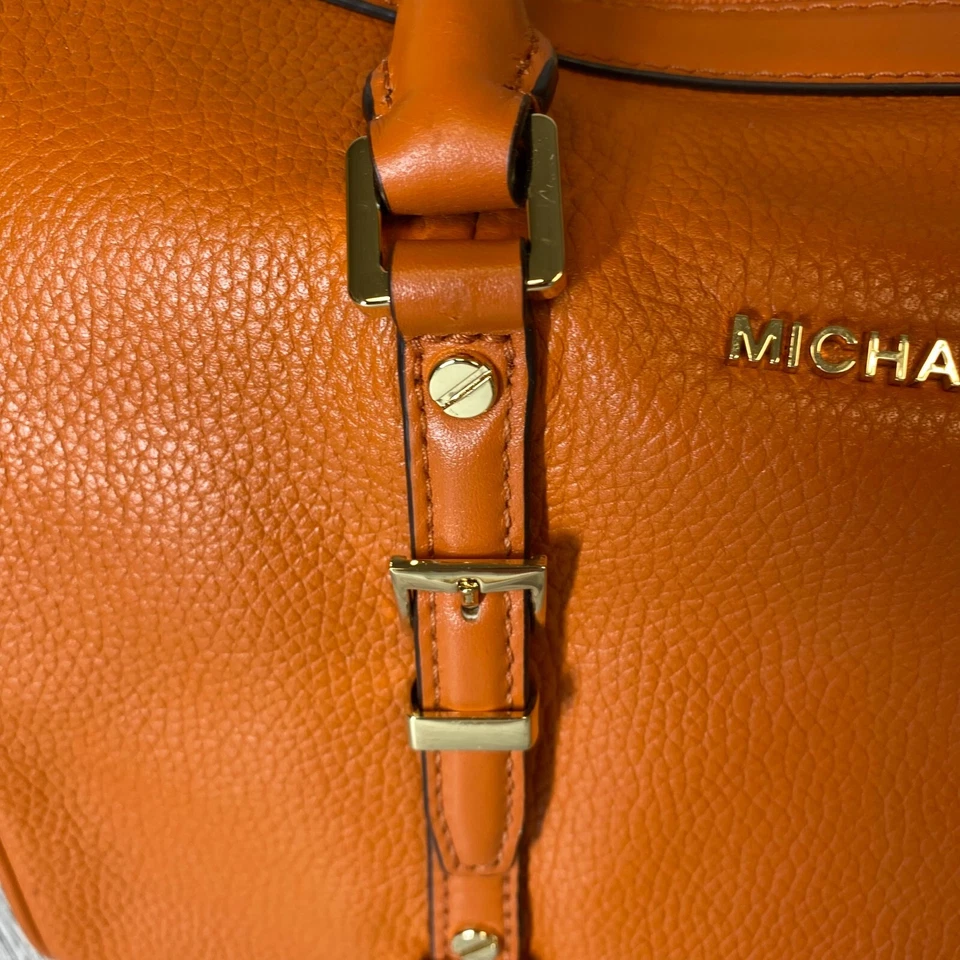 Cartera de Lona Michael Kors Cuero Naranja Quemado Bedford Legacy Mediana $328 Nueva Foto 4 de 4