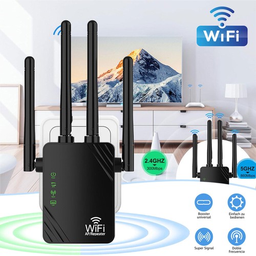 WLAN Repeater Router Range WIFI Signal Verstärker 1200Mbps Access Point Booster - Afbeelding 2 van 12