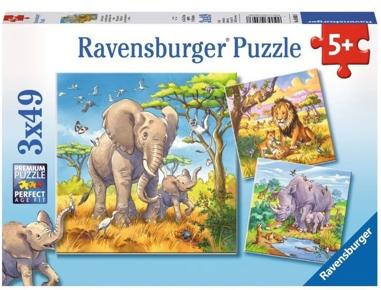 RAVENSBURGER Puzzle 3x49 Piezas: Los Grandes Animales De La Sabana - Imagen 1 de 1