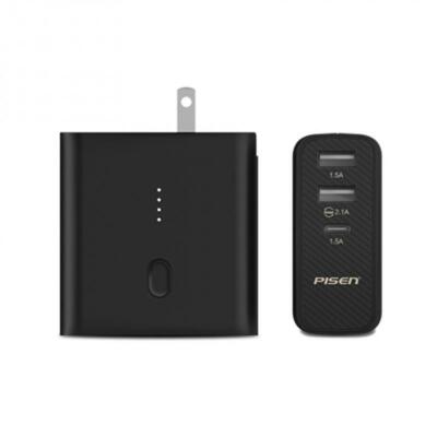 Pisen PowerCombo AC5000 Portable Smart Travel Charger, 2USB, 1 Type-C, 5000 mAh 