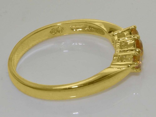Solid 10k Yellow Gold Natural Citrine Womens Trilogy Ring - Sizes 4 to 12 - Picture 4 of 5