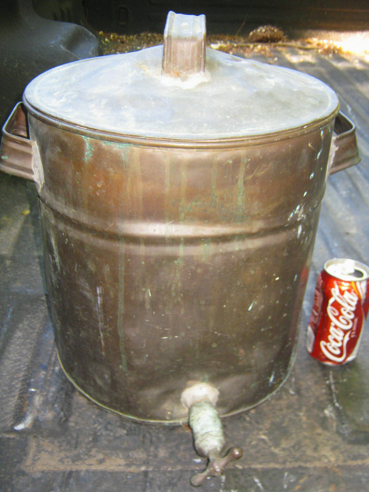 ANTIQUE COUNTRY PRIMITIVE COPPER STILL SPIGOT BOILER POT WHISKY PROHIBITION ART