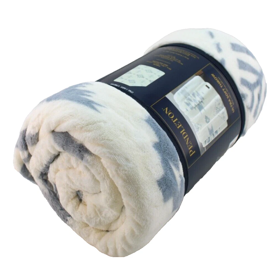 New PENDLETON Birch Tree 50"x70" Ivory /Gray Native Detail Comfort Throw Blanket - Image 4 of 4