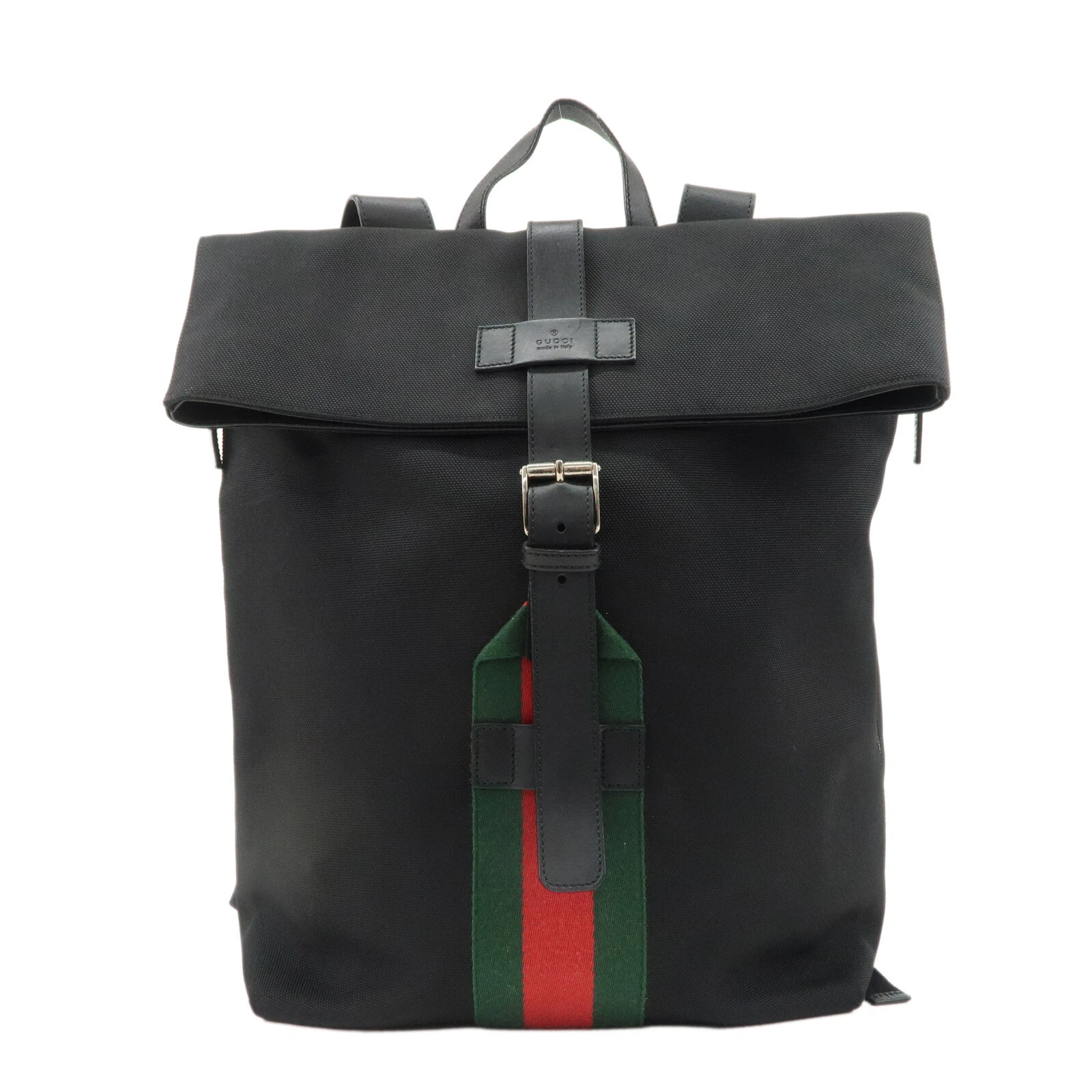 Authentique sac à dos GUCCI Sherry toile cuir sac à dos noir 337075 occasion F/S