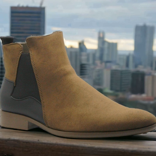 Men's Suede Chelsea Ankle High Dress Boots, Western Moto Riding Boot with Zipper - Video 1 of 1