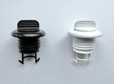 Round boat transom drain socket retained plug / bung 40mm - white / black