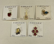 Firenza Shoe Charm Gold Tone Apple Bunny Stars Racket New In Package Lot Of 5
