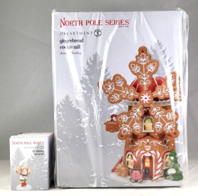 Dept 56 Lot of 2: GINGERBREAD COOKIE MILL + SPINNING INTO TREATS NP Animated D56