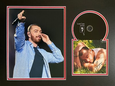SAM SMITH HAND SIGNED LOVE GOES CD MOUNT PHOTO DISPLAY MUSIC AUTOGRAPH 5