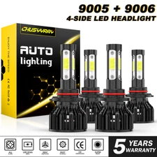9006 9005 LED Headlight KIT Combo Bulbs 10000K High Low Beam Super Bright White
