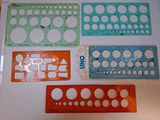 Vintage Various Circle Ellipse Templates x5 excellent condition