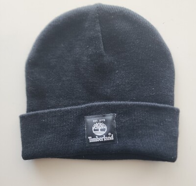 Timberland Logo Patch Cuff Knit Beanie Hat - Black | eBay