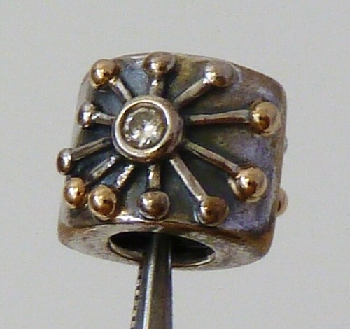 PANDORA STERLING AND 14 K GOLD BEAD CHARM | eBay