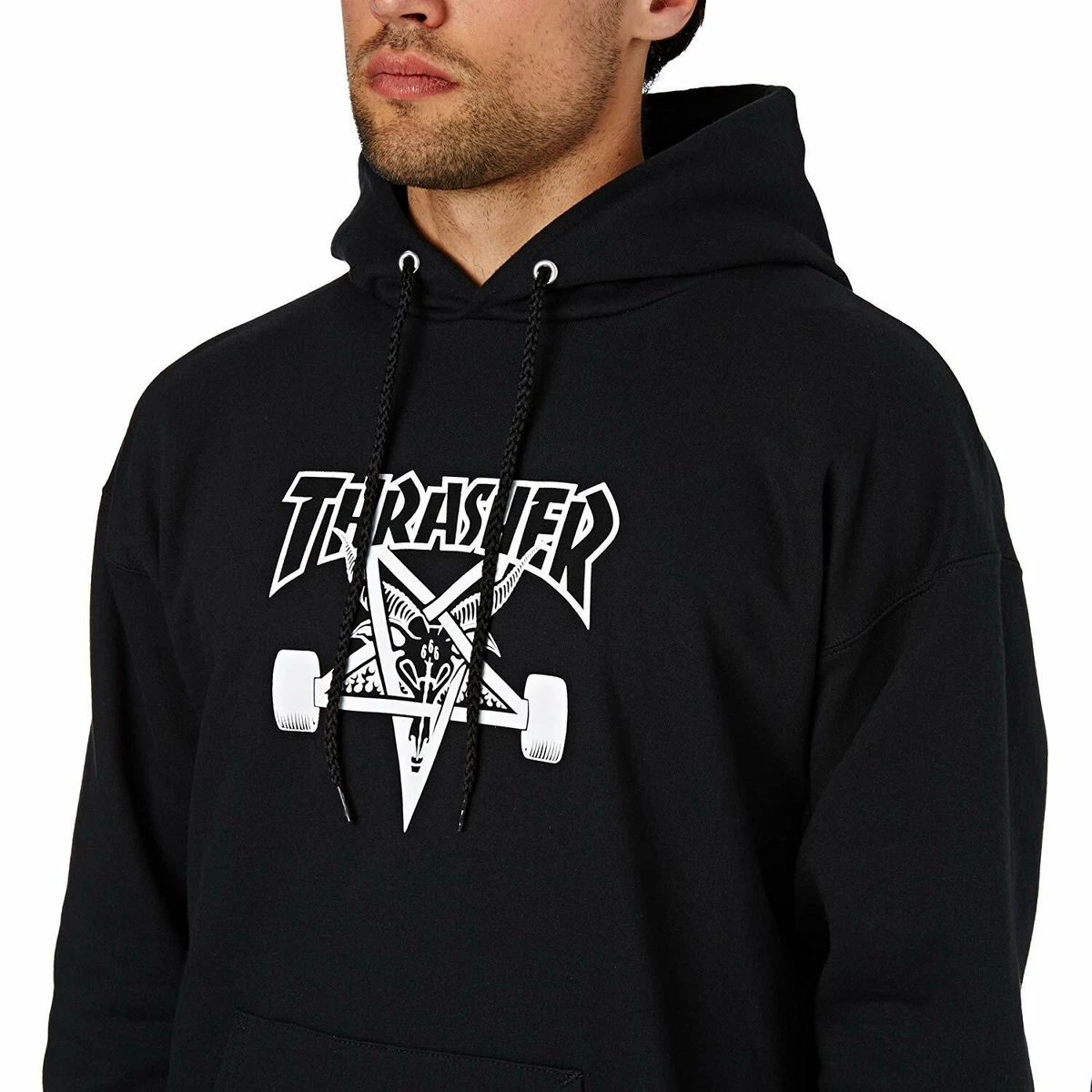 Thrasher SKATE GOAT Black White Graphic Pullover Sweatshirt Men s