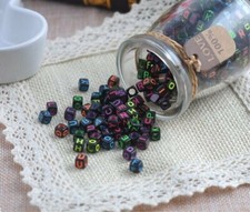 50 Letter Beads Alphabet Beads Acrylic Assorted Lot BULK Wholesale Black Cube