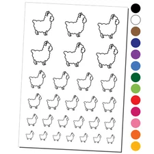 Llama Alpaca Chibi Temporary Tattoo Water Resistant Fake Body Art Set Collection