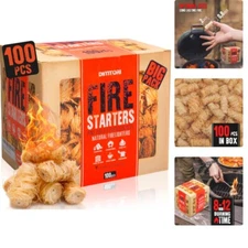 100 Eco-Friendly Fire Starters - Odorless Quick Lighting Charcoal Pellets