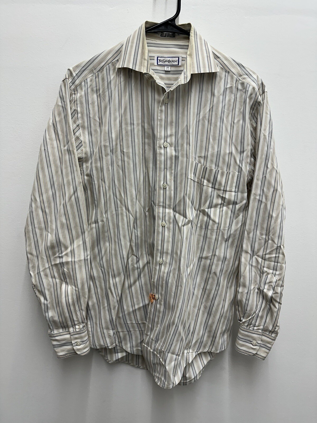 Camicia elegante uomo YSL Yves Saint Laurent 14 1 2 32 33 cotone tasca righe