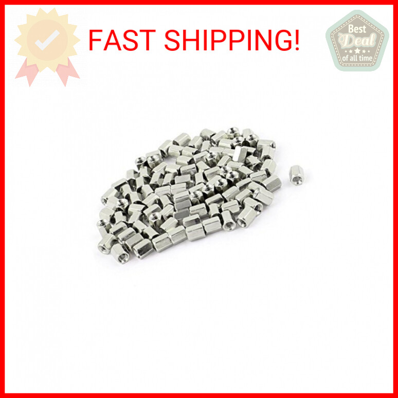 Uxcell #4-40 Brass Hex Nut Spacers - 6mm Female Thread Standoffs (100 Pack)