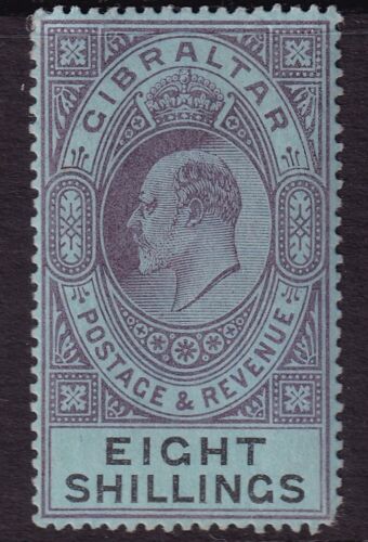 Gibraltar 1903 8s Dull Purple & Black-Blue SG54  Mtd Mint cat £170 - Picture 1 of 2