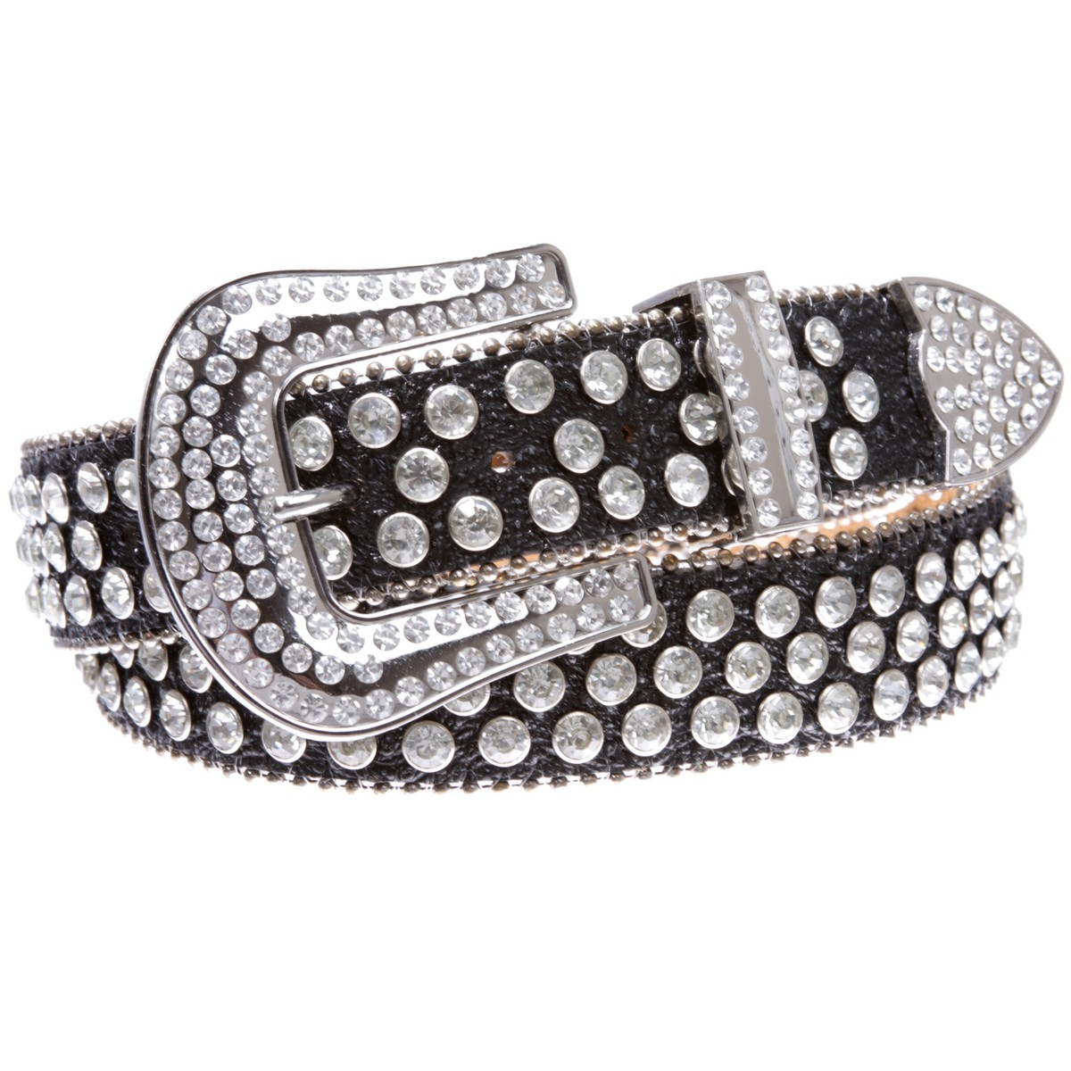 Rhinestone Studded Leather Belt Western Cowgirl Cowboy Shining Diamond Bling Cowboy Cowgirl Classic Western Rhinestone Bling Studded  main image 4