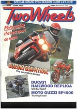 TWO WHEELS motorcycle magazine April 1990 Ducati Moto Guzzi SP1000 Suzuki R1100