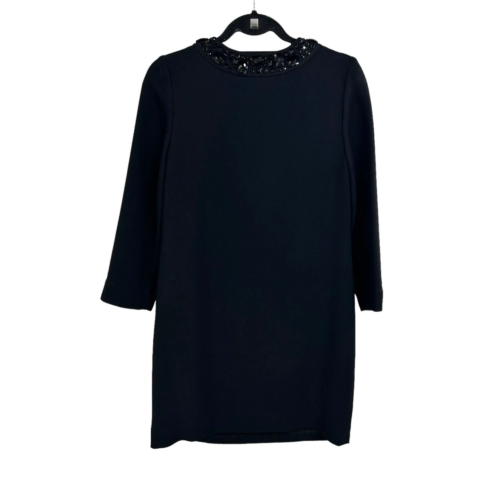 Abito a tubino Kate Spade Genniva nero impreziosito da perline scollo a V misto lana piccolo