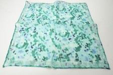 Isaia Mint Green Blue Graffiti Linen Blend Pocket Square Italy New