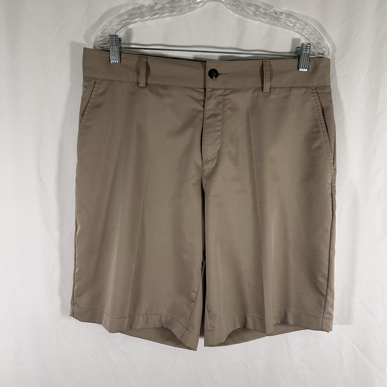 ADIDAS Golf Shorts Men's 34 Beige Climalite Polyester Chino Button Pockets