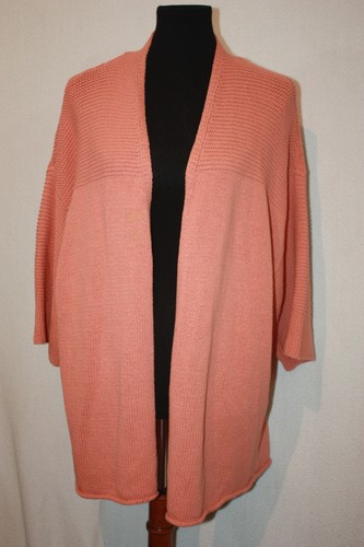 Cotton Knit Drape Open Cardigan Sweater 