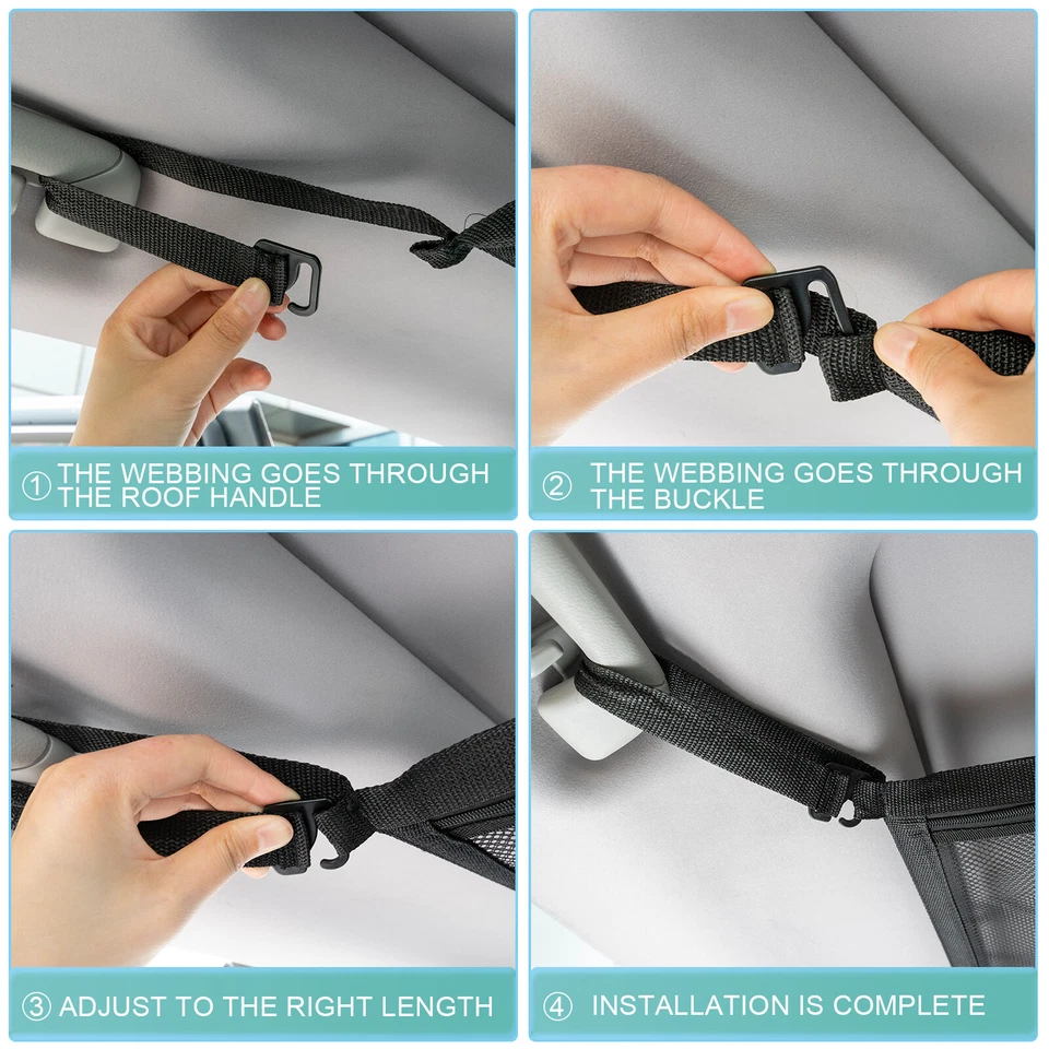 Car Roof Ceiling Net Mesh Storage Bag Pouch Ceiling Pocket Organizer For Van SUV - Image 2 of 4