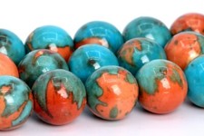 Orange  Blue Rain Flower Jade Beads Round Loose Beads 4/6/8/10/12MM
