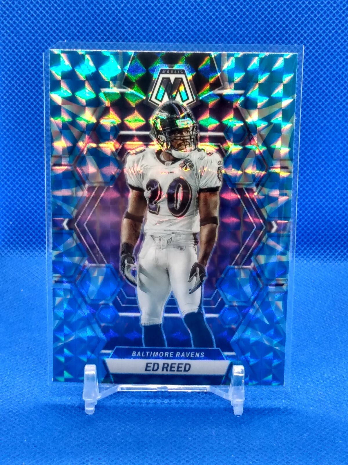 2023 Mosaic Ed Reed Blue Reactive #19 Baltimore Ravens HOF