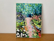 Blooming Garden Impasto Oil Painting On Canvas Original Flowers Landcape Artwork