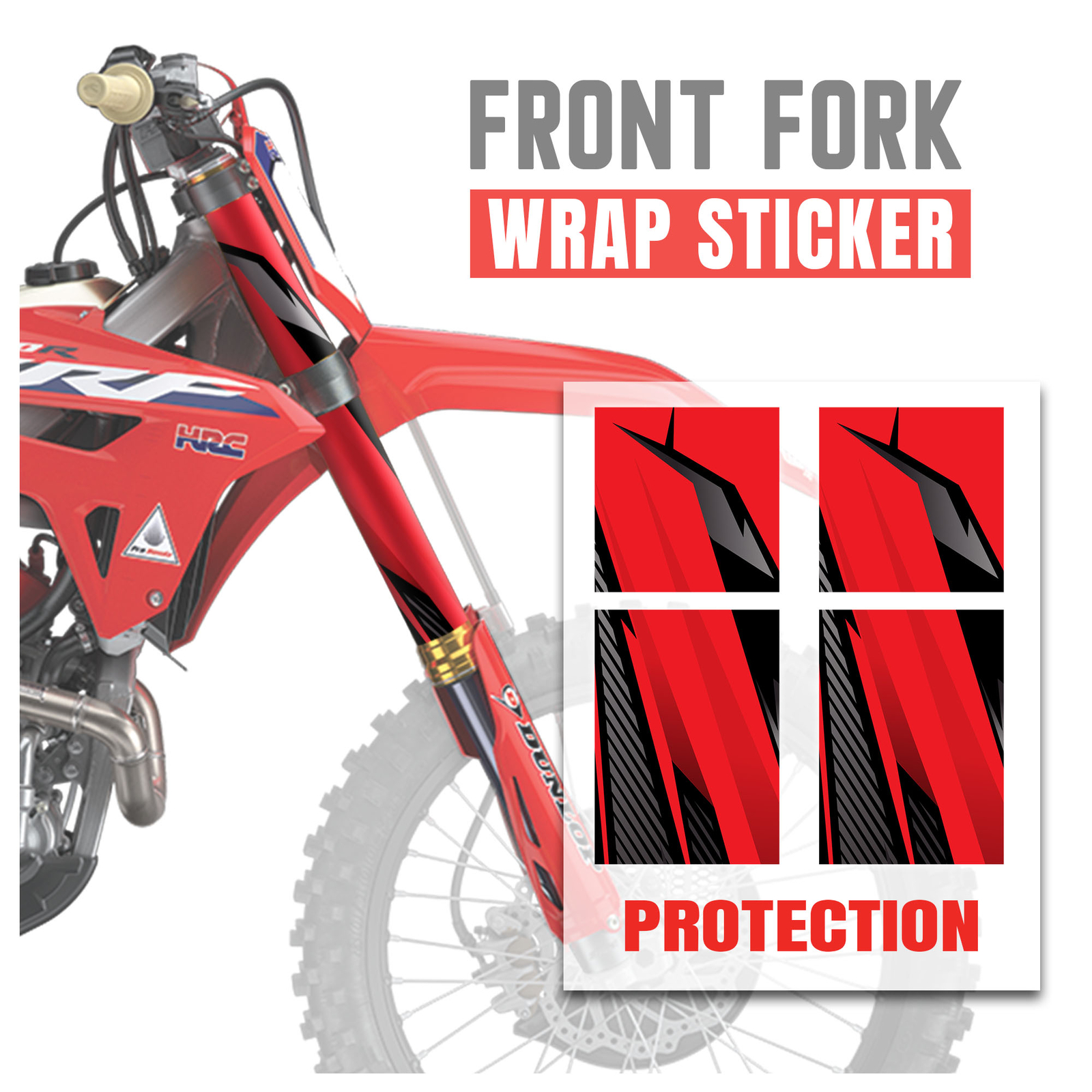 Red Graphic Fork Wrap For Honda CRF300L/RALLY CRF450L XR250 MOTARD