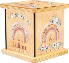 Personalized Rainbow Wooden Piggy Bank for Kids, Custom Gifts for Girls Kids