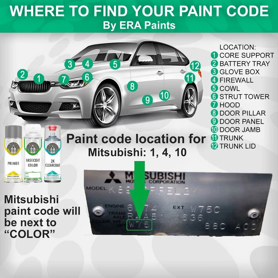 MITSUBISHI Genuine OEM Touch Up Spray Paint w/SprayMax 2K ClrOpt PICK YOUR COLOR - Изображение 2 из 4