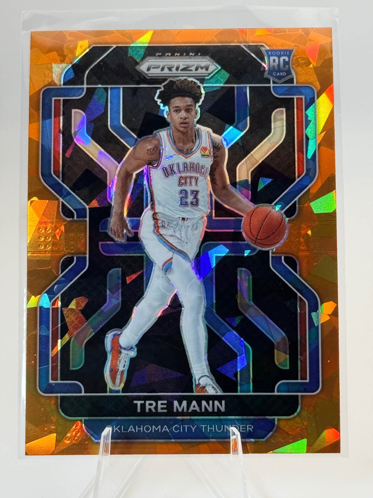 2021-22 Prizm - Tre Mann (RC) #274 Orange Cracked Ice - Thunder